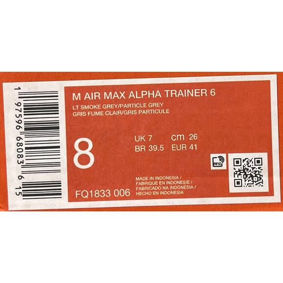 Mens Size 8 Nike Air Max Alpha Trainer 6 White Grey Training Shoes FQ1833 006 - Picture 5 of 5